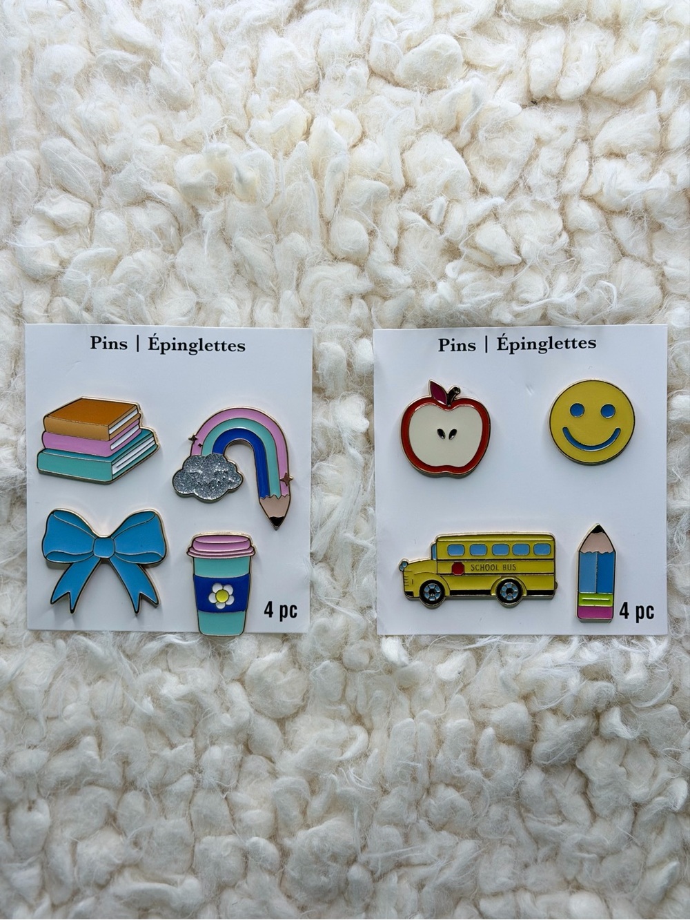 NWT 8 Pc Teacher & Reader Enamel Pin Set Bundle Books Bow Bus Coffee Cute Gift